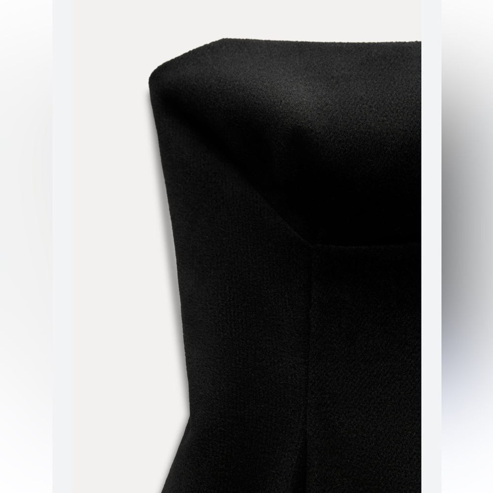 Zara Black Wool Blend Strapless Peplum Top straight neck Pleat detail size L NWT - Picture 11 of 16
